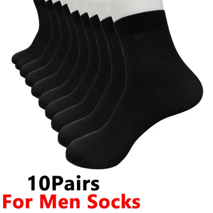 10Pairs Bamboo Men Ice Silk Socks Summer Spring Sports Socks Sweat Absorption Deodorant Thin Stripe Breathable Silk Long Sock.