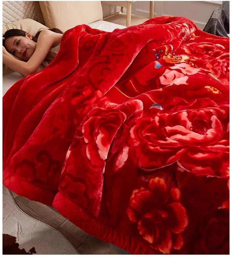 Flannel Blanket Double-deck Washable Quilt Siesta Keep Warm Double Person Thick Winter Soft Comfortable Plush Bed Sheet.
