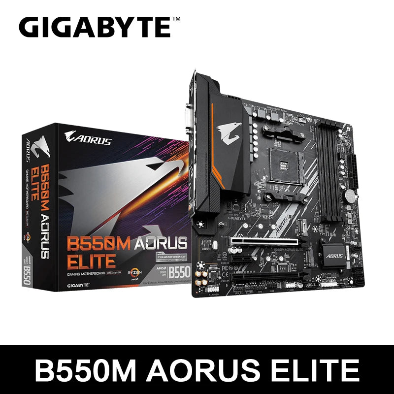 GIGABYTE New B550M AORUS ELITE Motherboard Micro-ATX Socket AM4 For Ryzen 5000 4000 3000 Series CPU Dual Channel DDR4 SATA3 M.2.