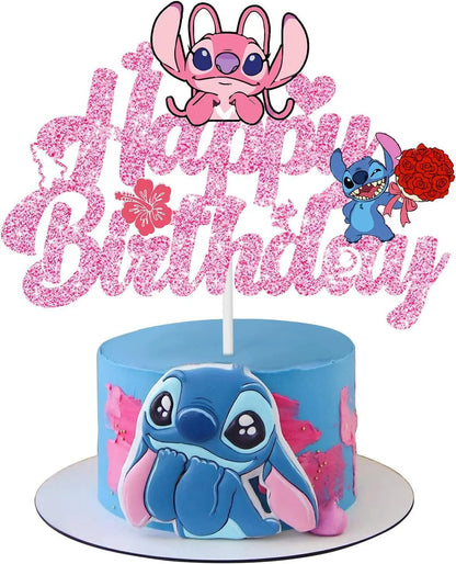 Disney Rosa Stich Geburtstag Party Dekorationen Mädchen Einweg Geschirr Ballon Kuchen Topper Tischdecken Liefert Baby Dusche