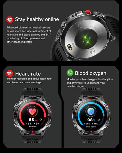 Military Professional Swim Sport Smartwatch Men 3ATM Waterproof Dual-band GPS Outdoor Adventure Watches Heart Rate BT Call Clock.