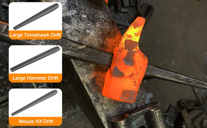 Blacksmith Drifts Kit Großer Hammer Tomahawk Maus Axt Drifts Hammer Eye Drift Tool Kit für Blacksmith Knifemakers