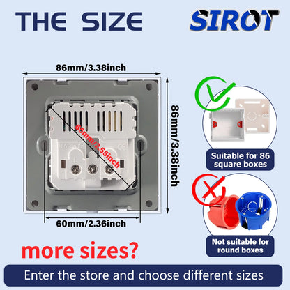 SIROT Israelische Steckdose mit USB Typ C, 86 mm flammhemmendes PC-Panel, AC 230 V 50 Hz, israelische Standard-Wandsteckdose, Weiß, Schwarz, Grau.