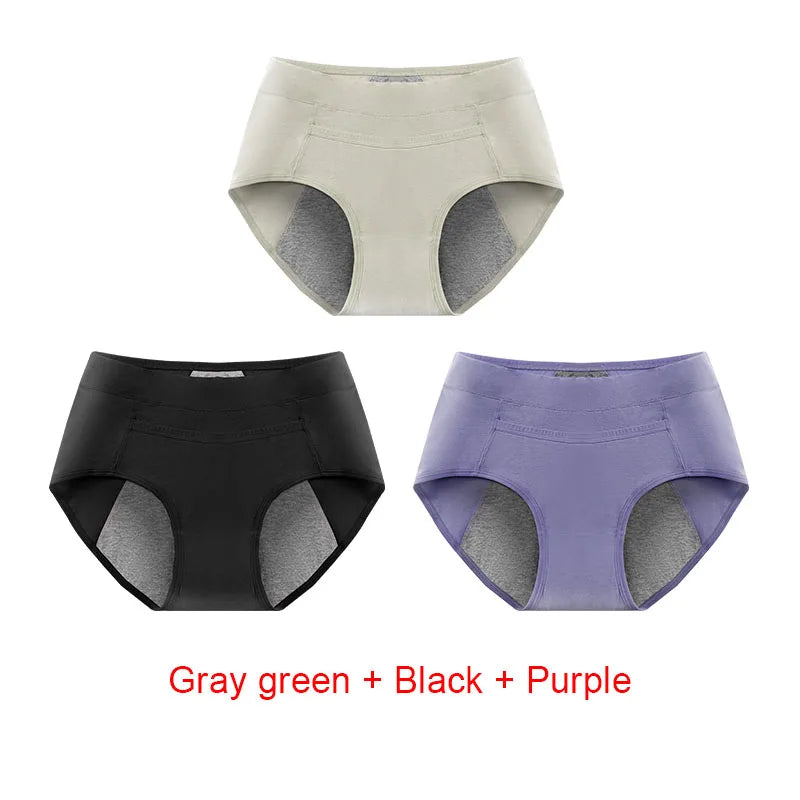 3PCS Cotton Menstrual Panties Leak Proof Breathable Sexys Panties Woman Women Girls Physiological Pants Women's Intimates M-XL