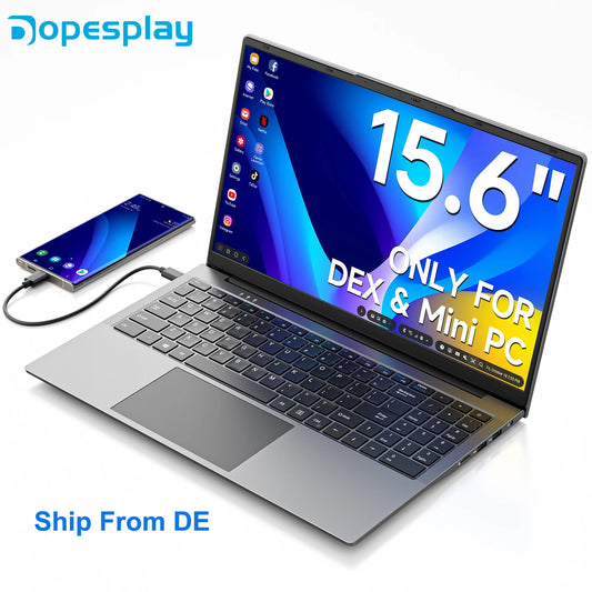 Dopesplay 15.6 inch Portable Lapdock Monitor For Samsung DeX with Keyboard Battery FHD External Screen For Phone Mini PC Laptops.