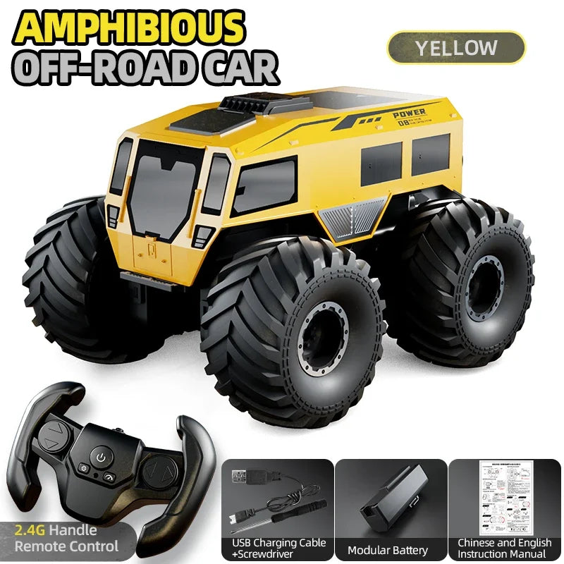 Q210 Amphibious Rc Car Dual Control 4WD Off-road Remote Control Waterproof Vehicle 2.4G Electric Climbing Crawler Toys for Kids