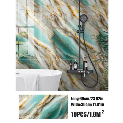 10PCS 30X30CM  Marble Gold 3D Wall Sticker Self Adhesive Tile Stickers Waterproof Oil Home Kitchen Bathroom Floor Sticker