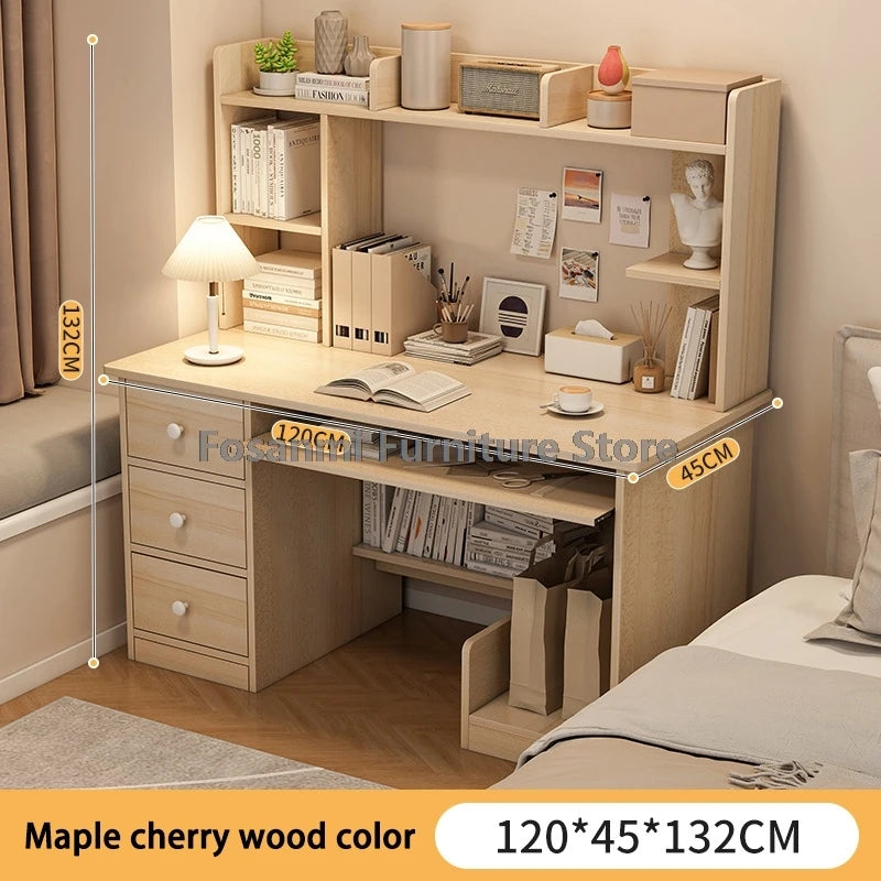 All-in-One-Computertisch mit Schubladen und Regal, moderner Bürotisch, Heim-Gaming-Schreibtisch für Schlafzimmer, PC-Gamer-Schreibtische
