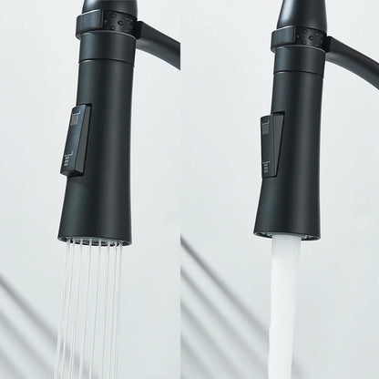 Black Rubber Kitchen Faucet Mixer Tap Rotation Pull Down Stream Sprayer Taps Hot Cold Water Tap One Handle Kitchen Tap