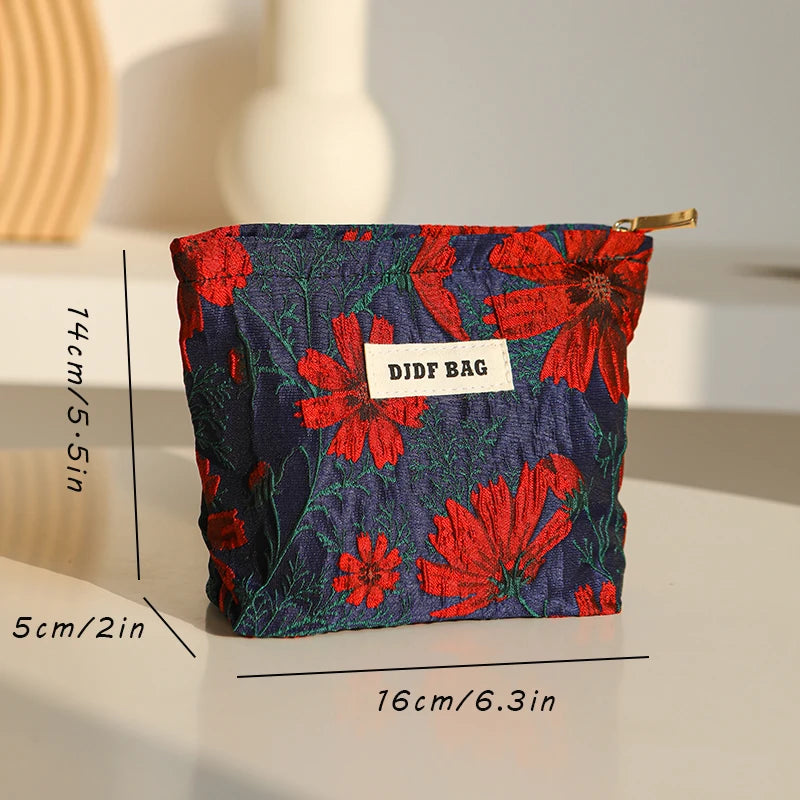 Mini Female Cosmetic Bag Portable Red Soft Small Sanitary Napkin Storage Bag Commuter Coin Key Bag Portable Bank Card Bag.