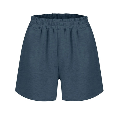 Plain Color Sports Shorts Casual Summer Comfortable And Soft Elastic High Waist Running Shorts With Pockets For Women