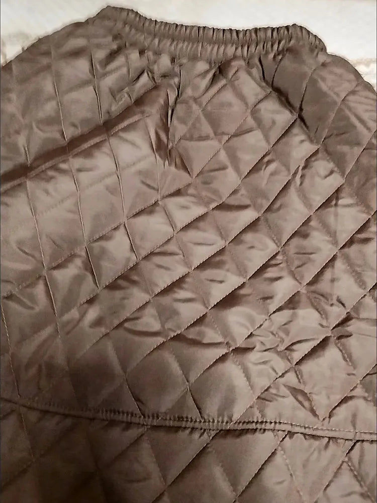 Autumn Winter Cotton Quilted Skirt Warm Womens A-line Faldas Vintage Thicken High Waist Saias Korean Fashion Knee-length Skirts.
