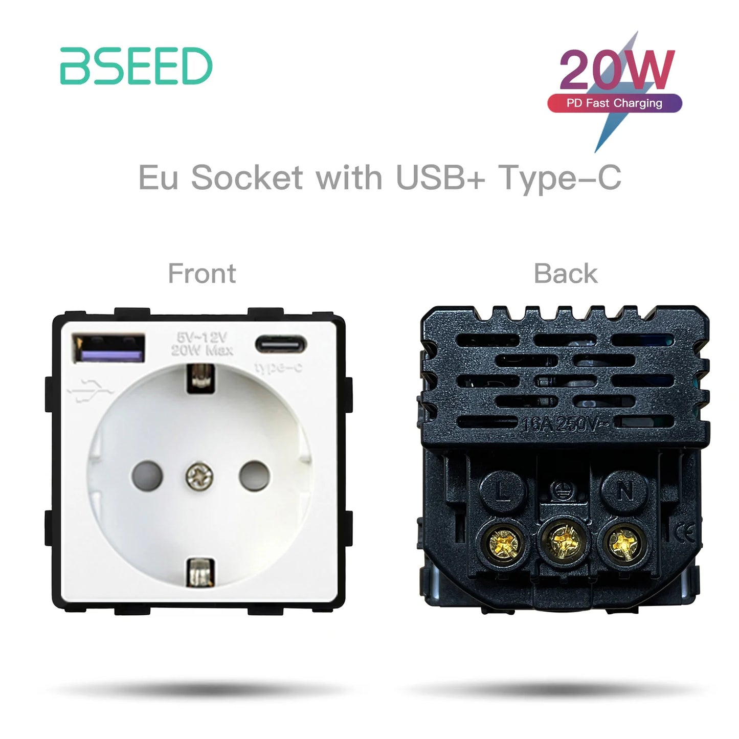BSEED Wandlichtschalter Teile Weiße Glasrahmen USB-Steckdosen Funktionsmodul DIY EU CAT5 TV-Steckdosen Power ST TEL Steckdosenteile.