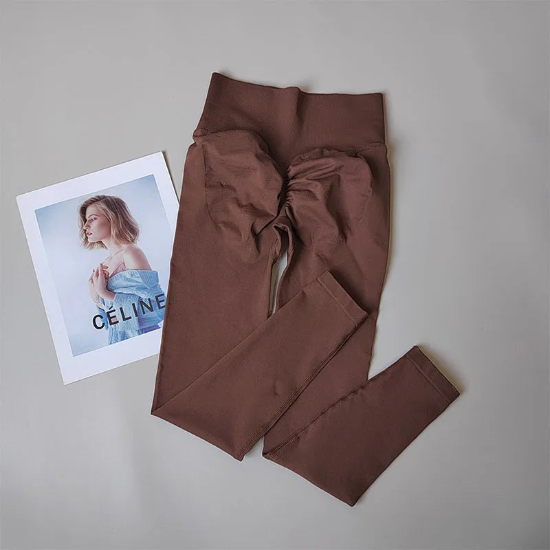 High Waist Belly-tightening Peach Buttocks Fitness Pants Unrestrained Cycling Pilates Skin-friendly High-elastic Yoga Leggings.