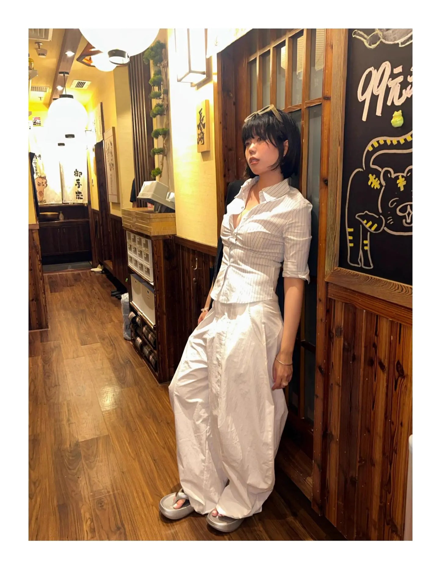 Genayooa Korean Style Casual Shirt Women Three Quarter Striped Shirts 2000s Japanese Y2k Vintage Tops Slim Retro Shirts Summer.