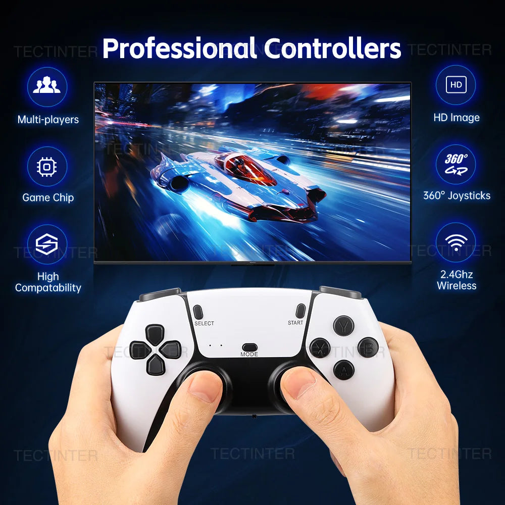 M15 4K Game Stick Mini Video Game Consoles Retro Handheld 20000 Games Player HD Video Game Stick 2.4G Dual Wireless Controller.