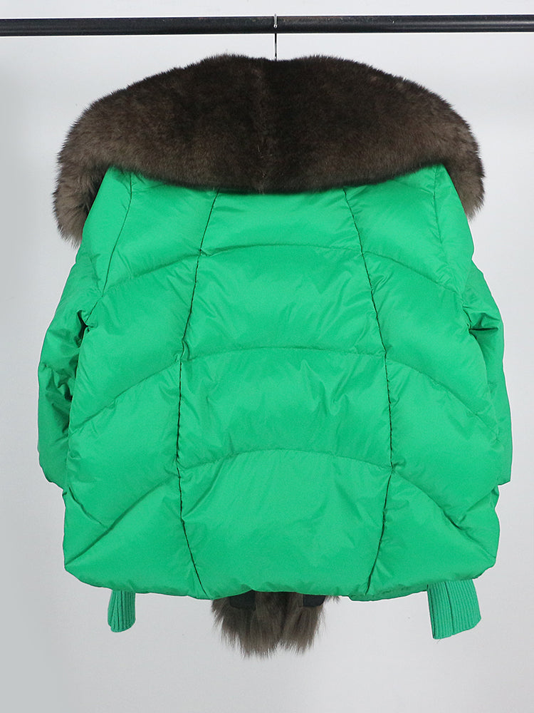 Lose Natürliche Echt Fox Pelz Kragen Mantel Dicke Neue Europäische Mode Weiße Ente Unten Jacke Winter Frauen Warme Luxus Oberbekleidung