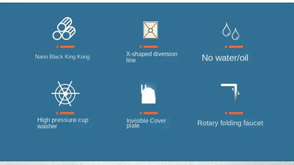 Multifunctional Nano Stainless Steel Kitchen Sink with Cover Plate, Thickened Single Basin Island Table Sink 88*51*22CM