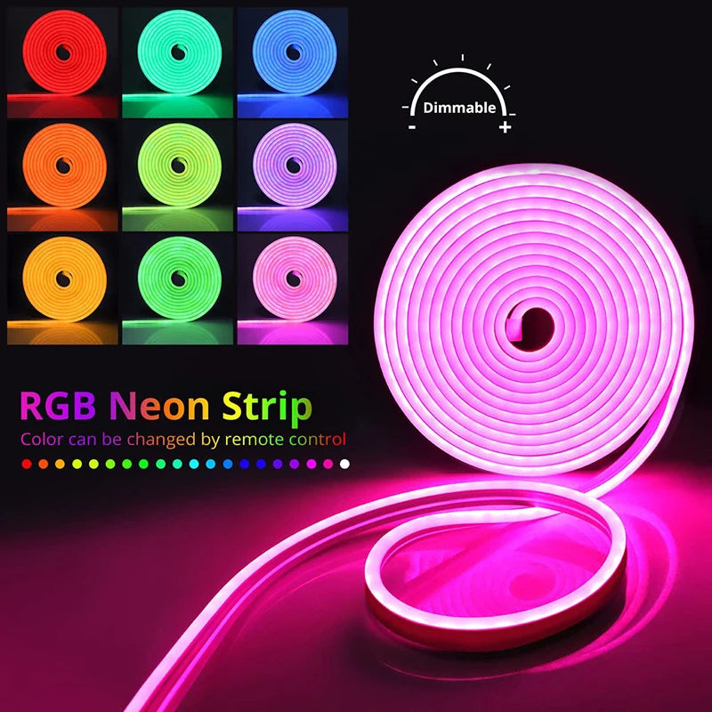 TUYA Neon-LED-Streifenlichter, 5 V, 84 LEDs/m, Silikon-Neon-Lichtschlauch mit Alexa, WLAN, APP-Steuerung, Musik-Synchronisierung, RGB-Streifenband für Zimmer.