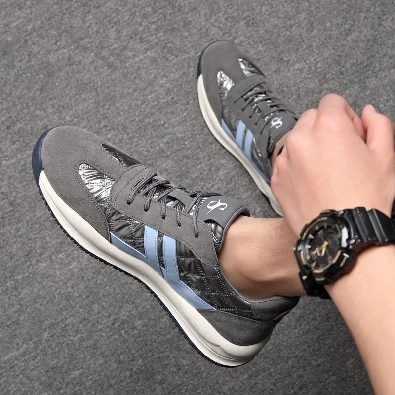 Genuine Leather Lift Sneakers Men Height Increase Insoles 6/8cm High Quality Elevator Shoes Comfortable Breathable Casual Sports.