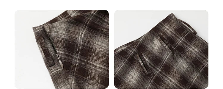 CHIC VEN Women Skirts A Line Retro Loose High Waist Irregular Color Plaid Frosted Half Body Long Ladies Skirt Winter 2025.