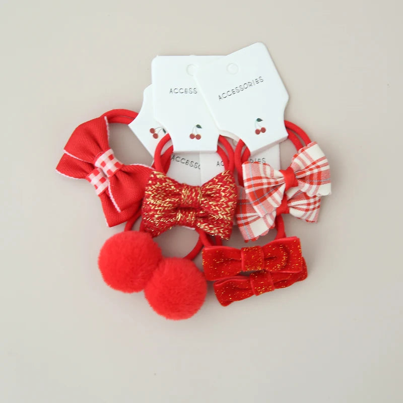 10Pcs/Lot, Elastic Hair Bow Clips for Children, Children's Headwear Hair Accessories for girls, Cute Hair ties, Lovely Hair Rope