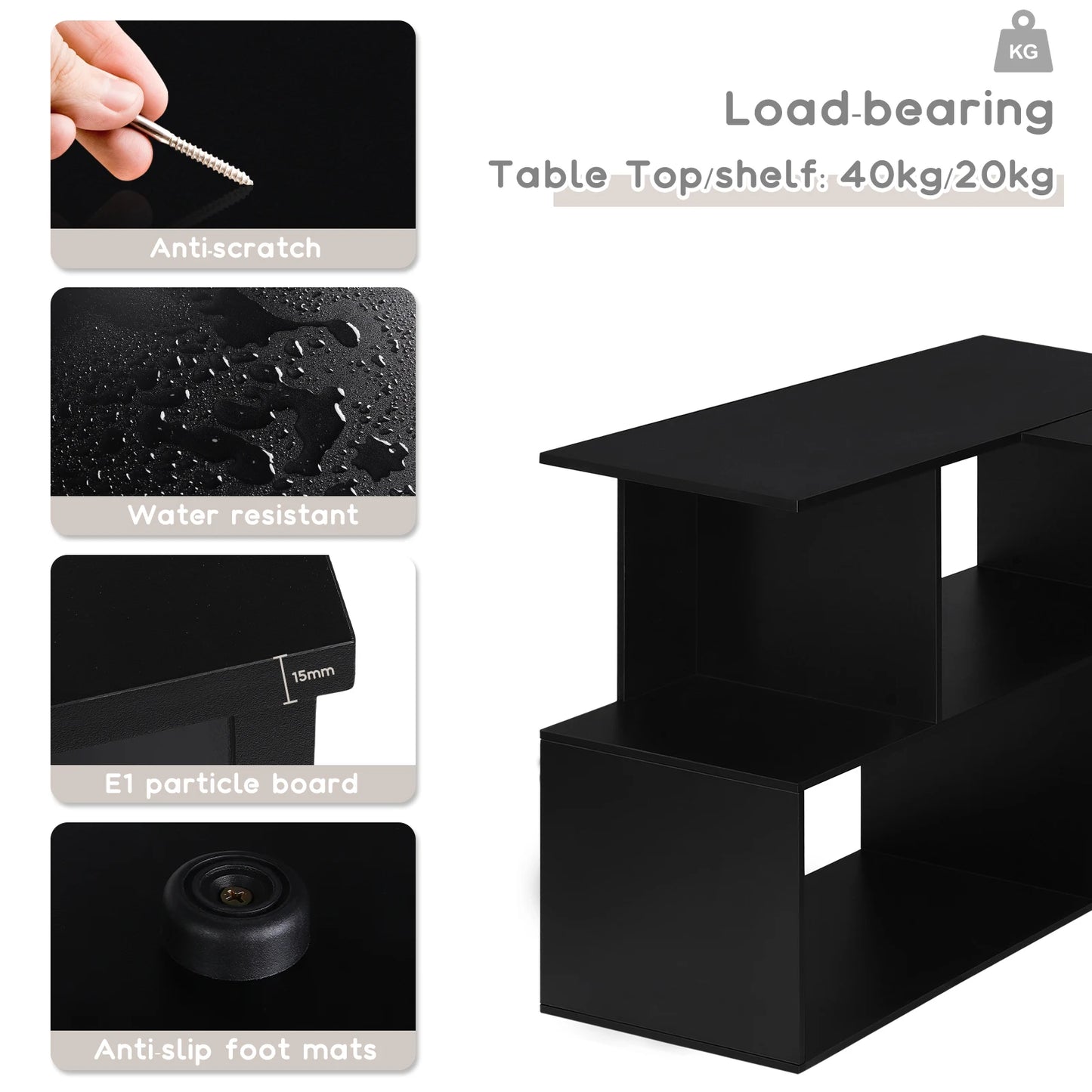 WOLTU Arbeits-PC-Computertisch aus Spanplatte mit Regalen für Arbeitszimmer, Studenten, Schreibtisch, Büro, Arbeit, Wohnmöbel