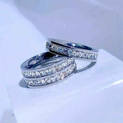 Luxury Stainless Steel Ring For Women Three-Piece Set Zircon Classic Fashion Finger Accessory Jewelry Female Gifts.
