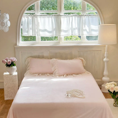 Three-Dimensional Rose Flowers Lace Ruffles Princess Wedding Bedding Set Warm Milk Velvet Duvet Cover Bed Sheet Pillowcases 4Pcs.