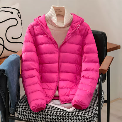2024 neue Ankünfte Frauen Mit Kapuze Ultra Leichte Packbare Puffer Jacken Herbst Winter Weiße Ente Unten Weiblichen Koreanischen Dünnen Mantel.