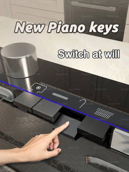 Stainless Steel Kitchen Sink With Waterfall Cup Washer Knife Rack Embossed Extra Large Single Slot Apartment Left Side Drainage