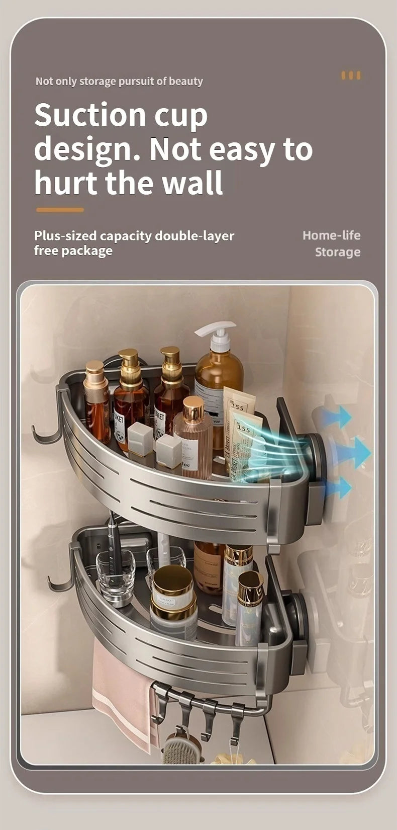 Kein Bohren Saugnapf Badezimmer-Saugregal Perforationsfreie Toilette Wandmontierter Duschgel-Dreieckskorb Badezimmerregal