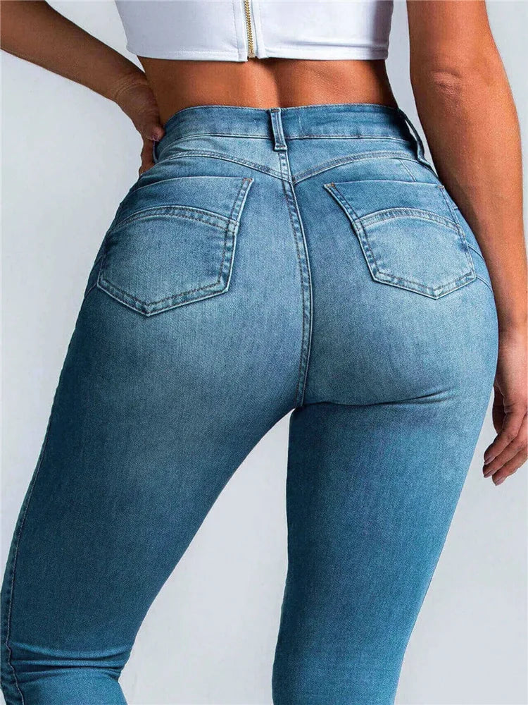 Women High Waist Stretch Skinny Hips Wrap Jeans Lady Slim Fit Classic Narrow Leg Denim Pencil Pants Y2k High Street Trousers.