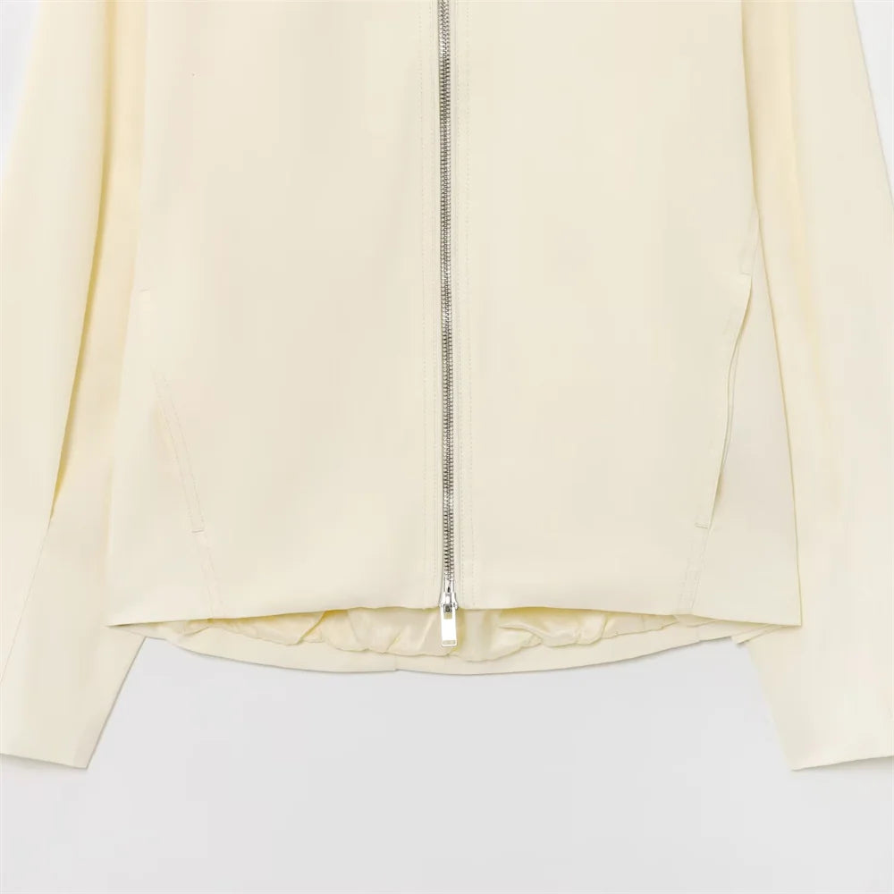 UNIZERA Women's Jacket with Simple and Versatile Zipper Collar Long Sleeve Style Summer New Style Jacket.