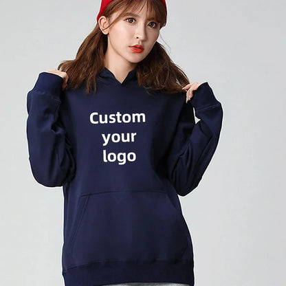 Customized hooded shirt for men and women, featuring photos and logos of your design. High end gifts in EU sizes.