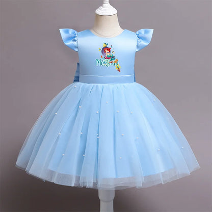 Die kleine Meerjungfrau elegante Prinzessin Spitze Kleid Kinder kleider für Mädchen Vintage Kinder Geburtstags feier Kleider Weihnachts kleidung