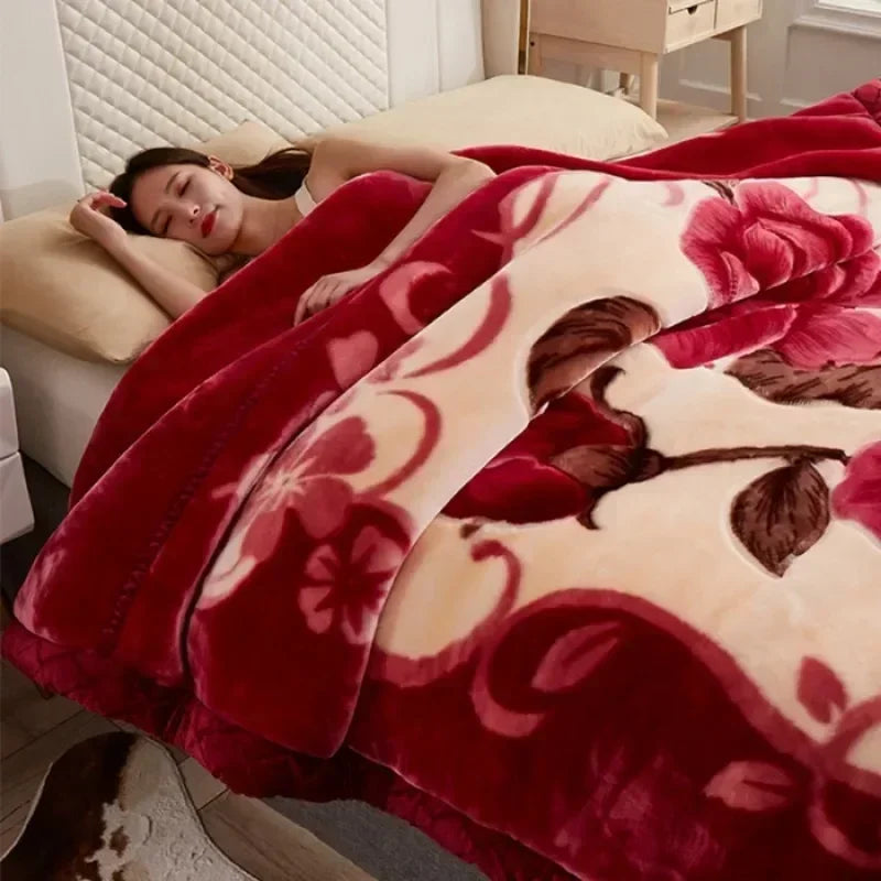 Double-layer Thick Plush Blanket Warm Skin Friendly in Winter Quilt Multiple Non Shedding Prints High Quality Bedding Article