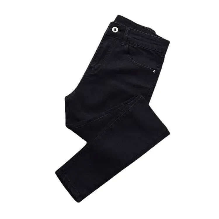 High Waist Slim Fit Women's Jeans High Elasticity Spring Autumn Black Pencil Pants Korean Style plus Size Body Shaping.