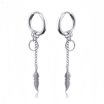 Long Hanging Crosses Leaves Pendants Hoops Woman Earrings Man Vintage Stainless steel Hip Hop Ear Piercing Jewelry Accessories