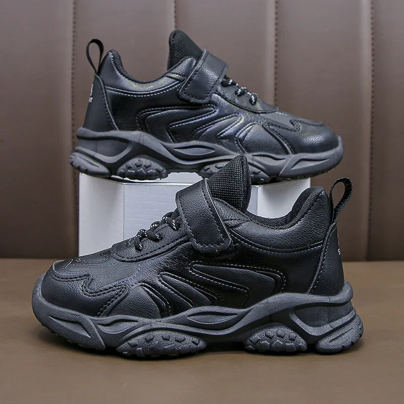 Children White Running Shoes Kids Fashion Sneakers PU Soft Breatheable Comfortable Boys Girls School Sports Shoes Size 26-37.