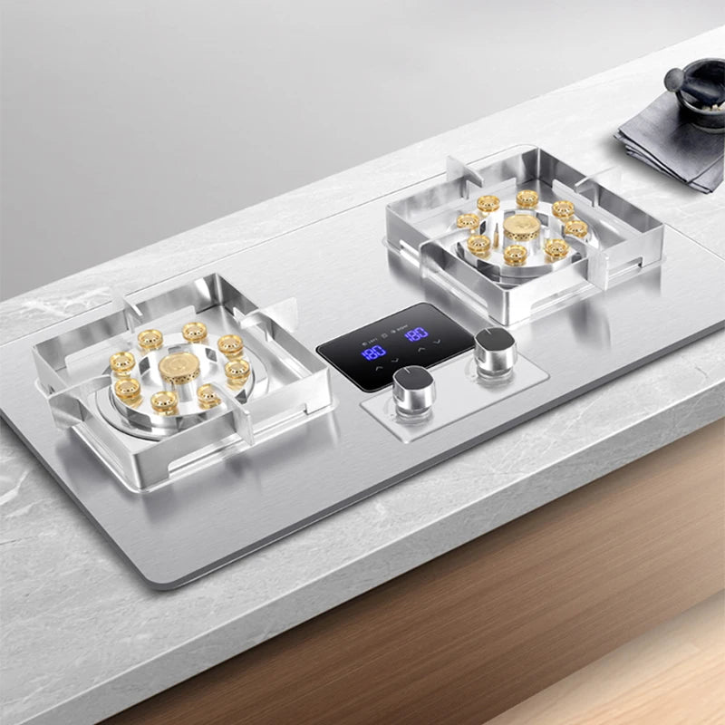 5KW Gas Stove Home Double Embedded Gas Stove Energy-saving Fierce Fire Stove Gas Cooktop Double hole gas stove.