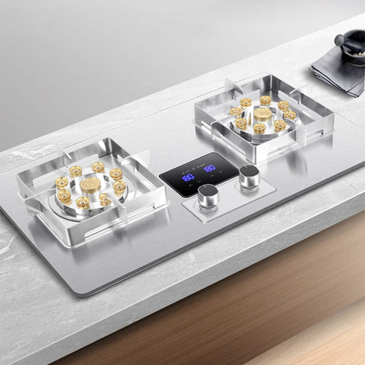 5KW Gas Stove Home Double Embedded Gas Stove Energy-saving Fierce Fire Stove Gas Cooktop Double hole gas stove.