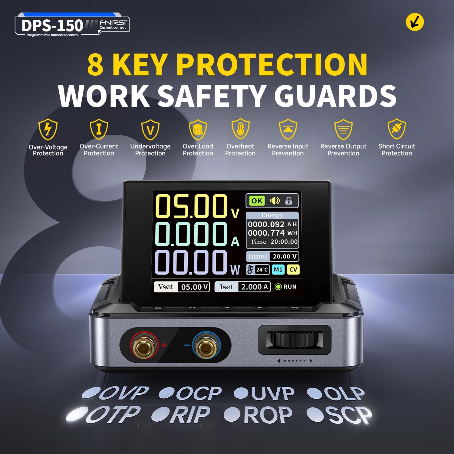 FNIRSI DPS-150 Laboratory DC Power Supply CNC Adjustable 30V 5A Digit Display Mini Portable Regulator Switching Power Supply.