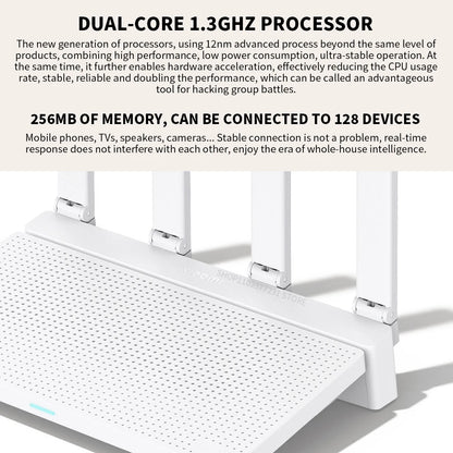 2024 NEW Original Xiaomi AX3000T Router 5GHz 160MHz Broadband 1.3GHz Processor High Speed NFC Connection For Home Office Games.