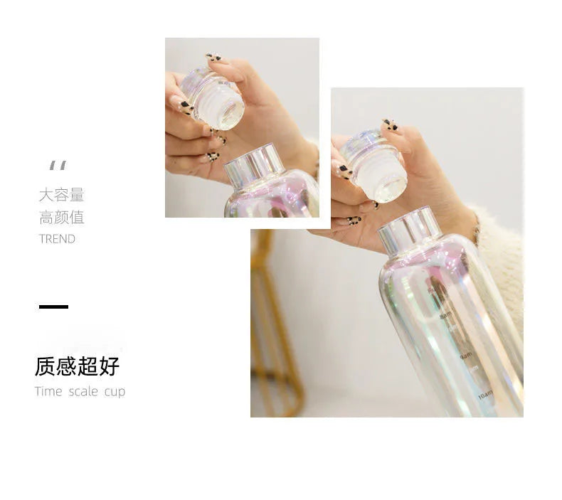 water bottle High-value colorful time scale cup red cute drinking water target bottle ins simple water cup my gourd man bottles