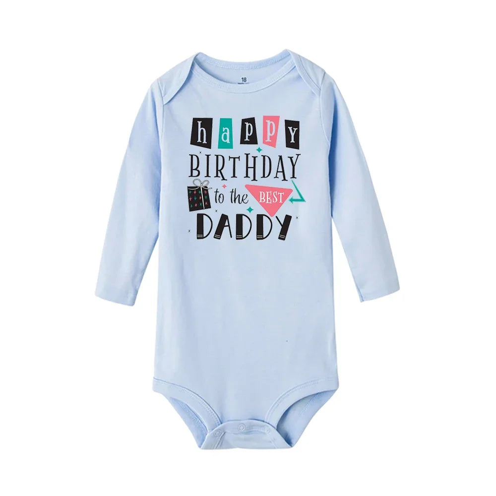 Baby-Strampler „Happy Birthday To The Dad“-Aufdruck, Säuglings-Body für Jungen und Mädchen, Kleidung für Papa, Geburtstagsgeschenk, Overall, Kleinkind-Outfits.