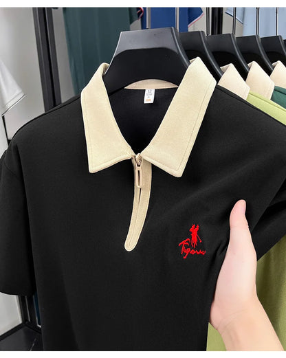 Designer brand fashion short sleeve polo shirt men luxury pony embroidery breathable summer color blocked high-end Paul T-shirt