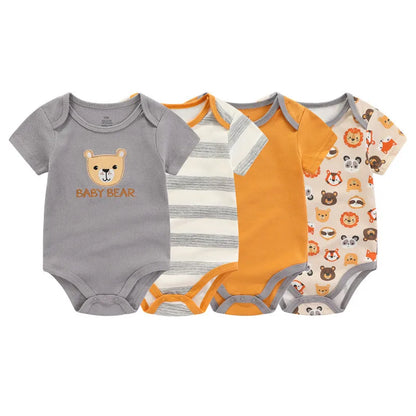 Kiddiezoom 4 stücke Mode Kurzarm Cartoon Baby Junge Mädchen Body 100% Baumwolle Neugeborenen Jungen Mädchen Onesies Kleidung.