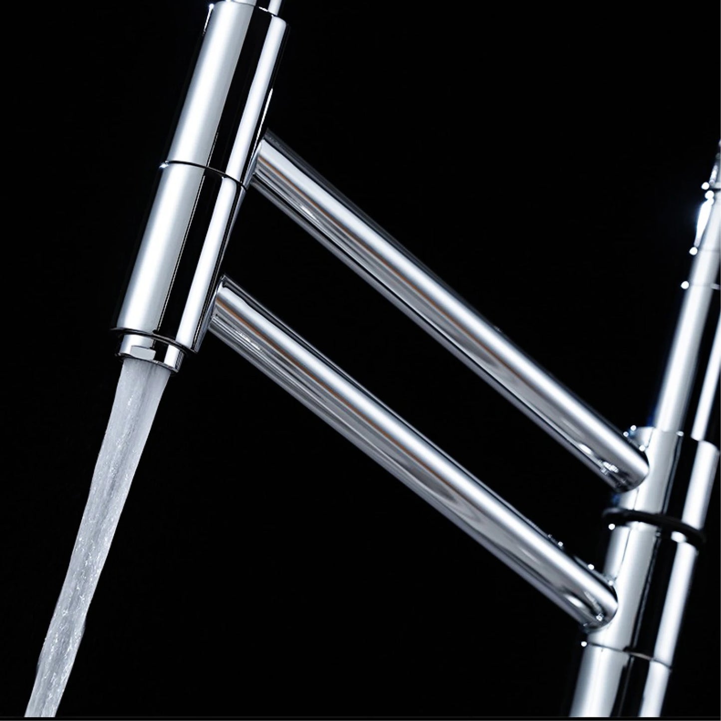 Modern Chrome Brass Pull Out Kitchen Faucet 2 Spray Modes Ceramic Valve Hot/Cold Water High Arc 360 Swivel Sink Mixer Tap