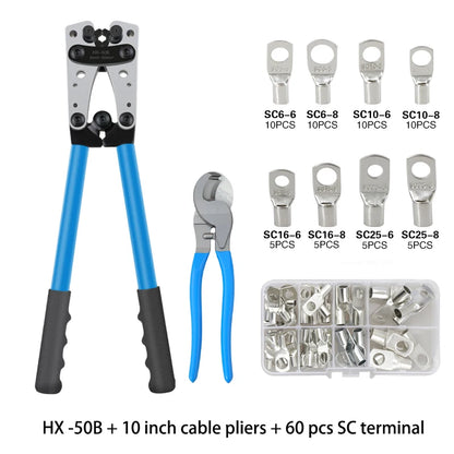 Crimpzange Rohrklemmen Crimper Sechskant-Crimpwerkzeug Multitool Batterie Kabelschuh Kabel Handwerkzeuge HX-50B 6-50 mm2 AWG 10-0
